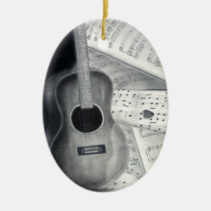 Ornement de musique de guitare et de feuille