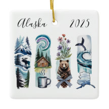 Ornement de Noël à l'aquarelle de l'État d'Alaska 