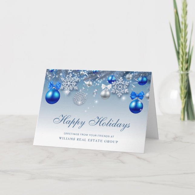 Ornement de Noël argent rétro Carte de vœux d'entr (Devant)