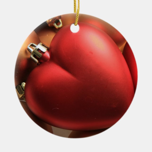 Ornement de Noël au coeur rouge (Devant)