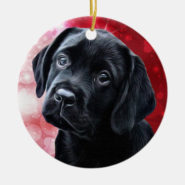 Ornement de Noël au Labrador noir (Devant)