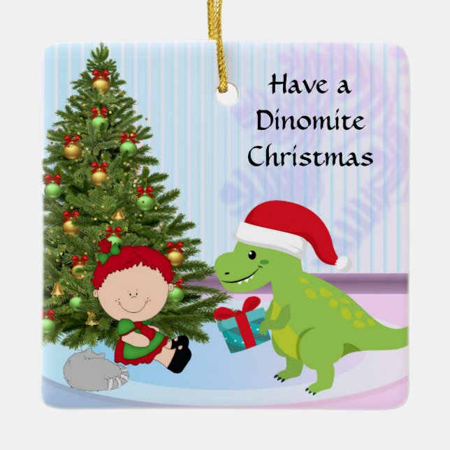 Ornement de Noël avec Dino & Child (Devant)