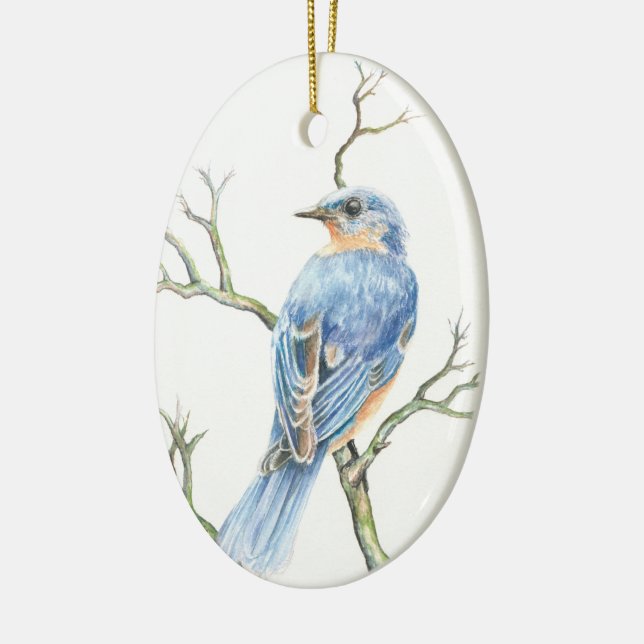 Ornement de Noël avec un Robin sur une branche (Gauche)