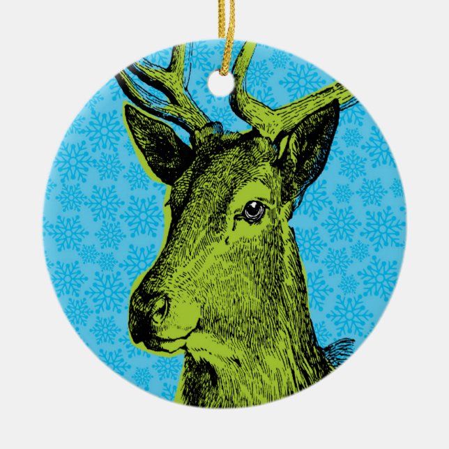 Ornement de Noël Blue Oh Deer (Devant)