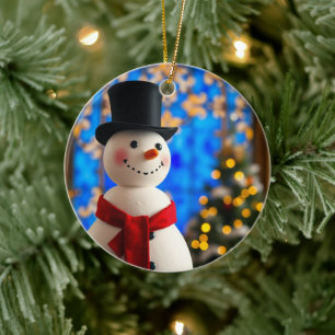 Ornement de Noël Bonhomme de Neige Joyeux 