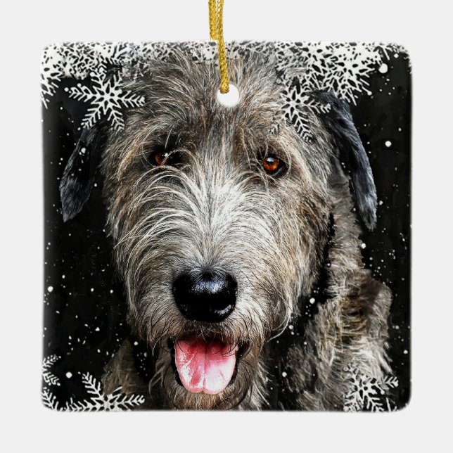 Ornement de Noël carré Irish Wolfhound (Devant)