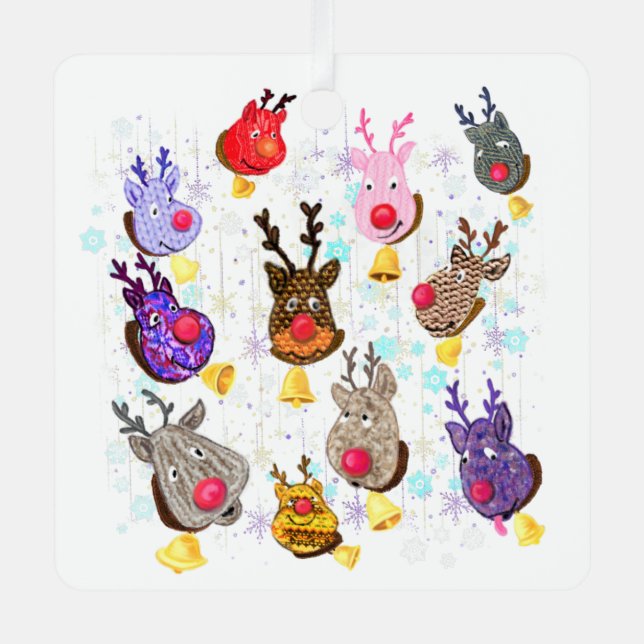 Ornement de Noël Cerfs colorés avec cloches (Recto)
