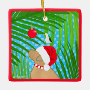Ornement de Noël Chien Labrador Jaune Tropical San