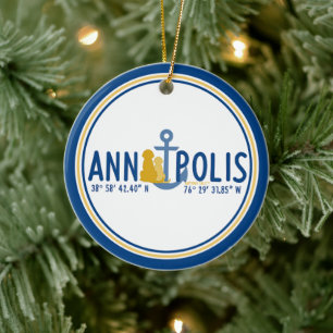 Ornement de Noël Chiens Ancrés à Annapolis