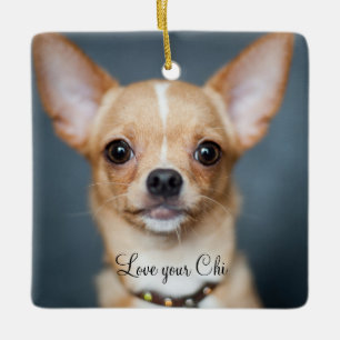 Ornement de Noël Chihuahua Carré Photo