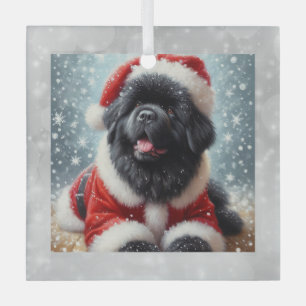 Ornement de Noël chiot Newf Santa