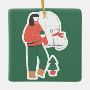 Ornement de Noël cosy avec fille