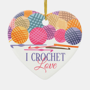 Ornement de Noël d'amour de fil de crochets de