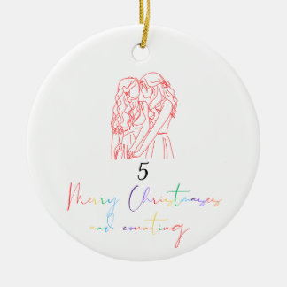 Ornement de Noël d'amour lesbienne (rouge)