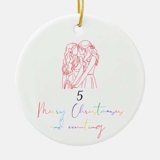 Ornement de Noël d'amour lesbienne (rouge) (Devant)
