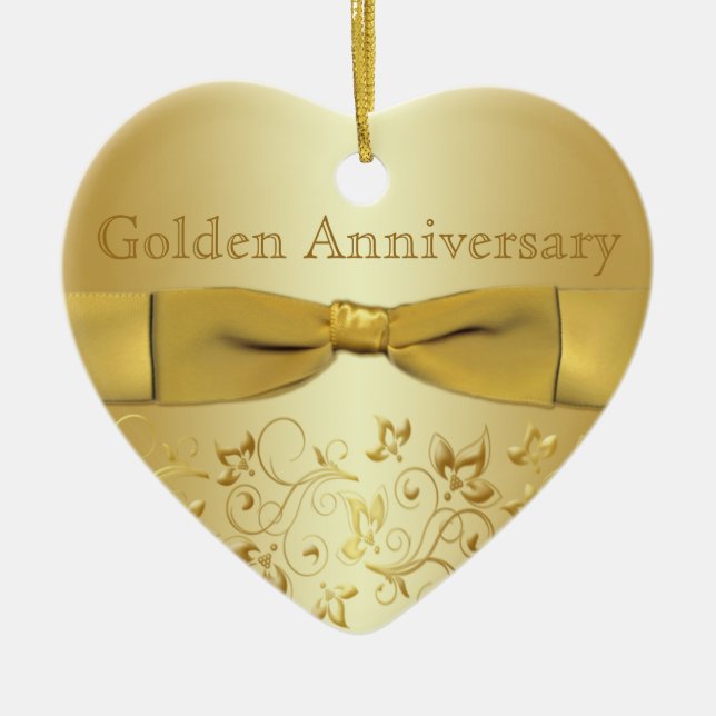 Ornement de Noël d'anniversaire de mariage d'or (Devant)