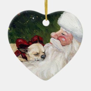 Ornement de Noël d'art de chiwawa et de chien de