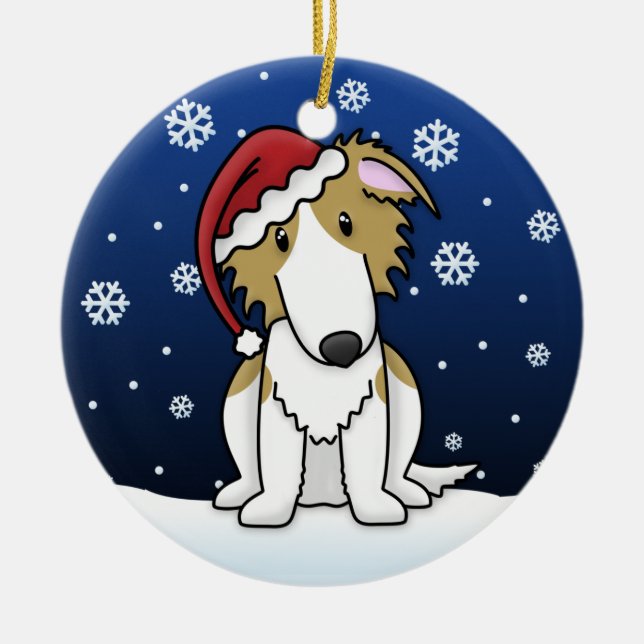 Ornement de Noël de barzoï de bande dessinée de (Devant)
