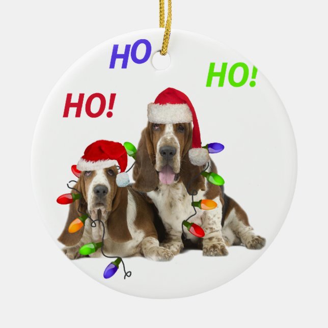 Ornement de Noël de Basset Hound Ho Ho   Ho (Devant)