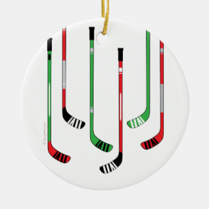Ornement de Noël de bâtons de hockey