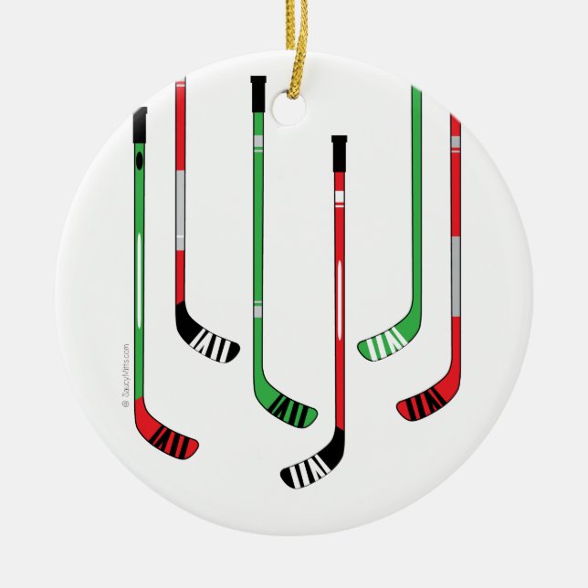 Ornement de Noël de bâtons de hockey (Devant)