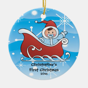 Ornement de Noël de bébé Luge de Neige
