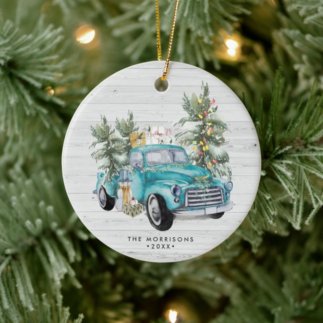 Ornement de Noël de Camion de ferme rustique (Arbre)