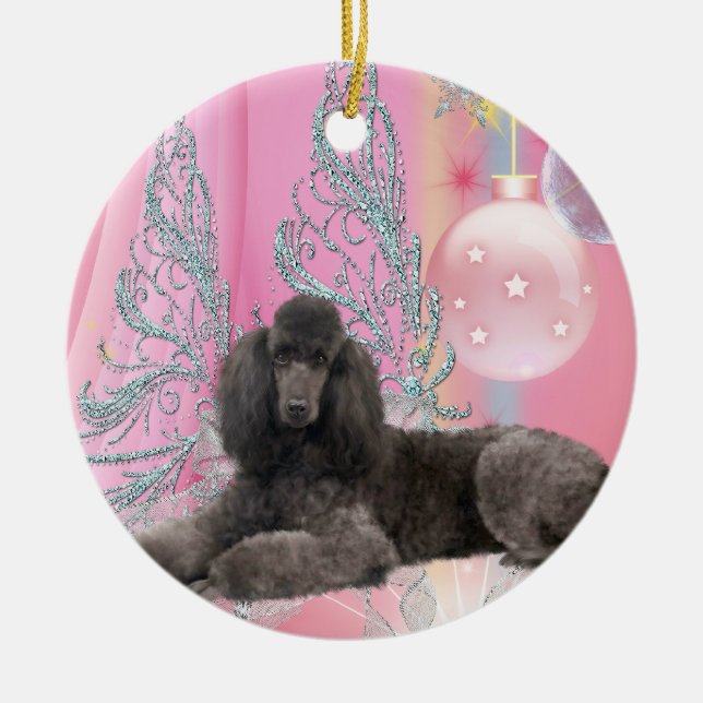 Ornement de Noël de caniche rose (Devant)