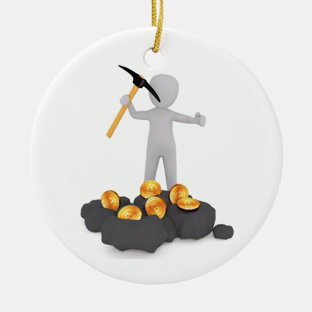Ornement de Noël de charbon de mineur de Bitcoin (Devant)