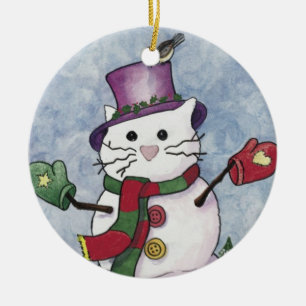 Ornement de Noël de chat de neige