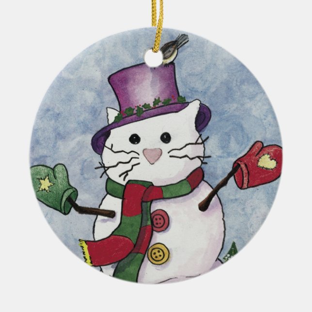 Ornement de Noël de chat de neige (Devant)