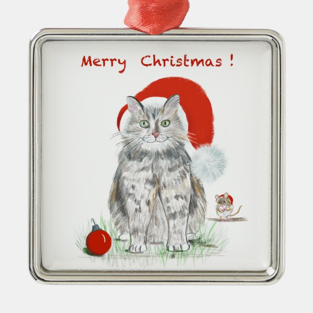 Ornement de Noël de Chat et Souris (Devant)