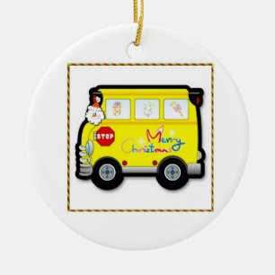Ornement de Noël de chauffeur d'autobus scolaire