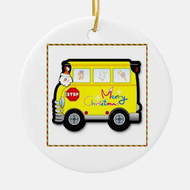 Ornement de Noël de chauffeur d'autobus scolaire (Devant)