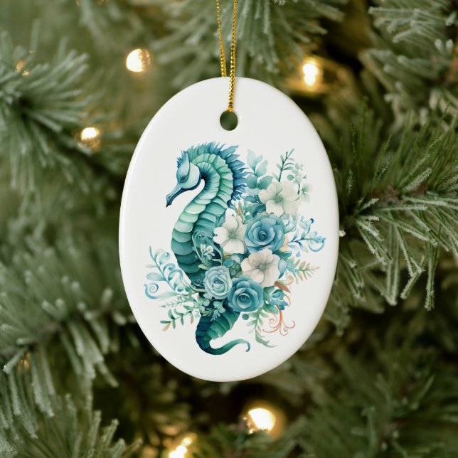 Ornement de Noël de Cheval de mer Turquoise clair (Arbre)