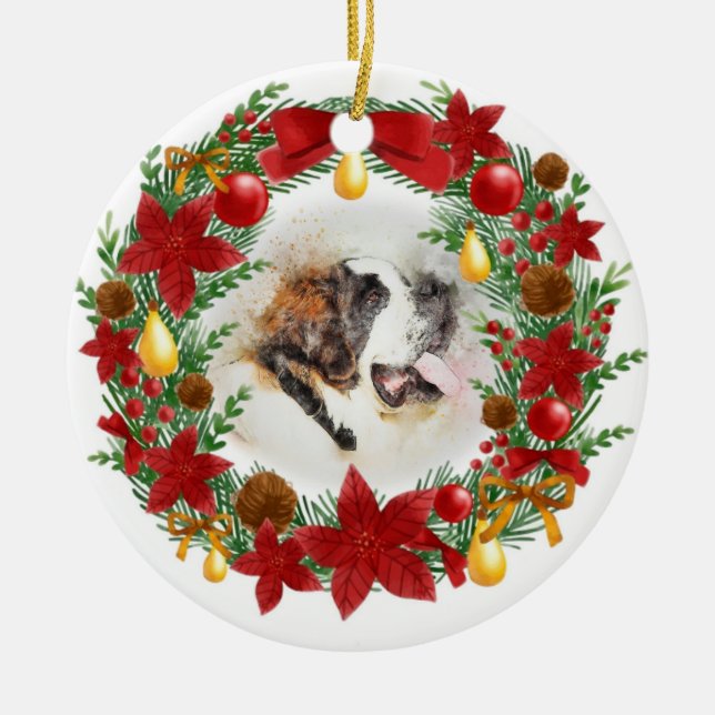 Ornement de Noël de chien d'aquarelle (Devant)