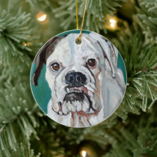 Ornement de Noël de Chien de Boxe Blanc