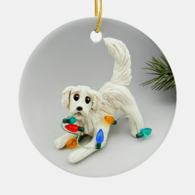 Ornement de Noël de chien d'or (Devant)