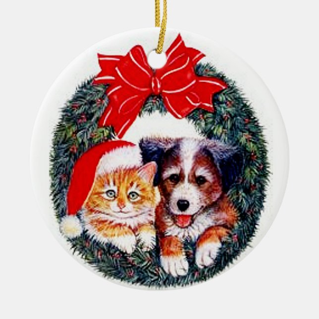 Ornement de Noël de chien et de chat (Devant)