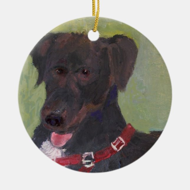 Ornement de Noël de chien noir (Devant)