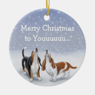 Ornement de Noël de chiens de basset d'hurlement