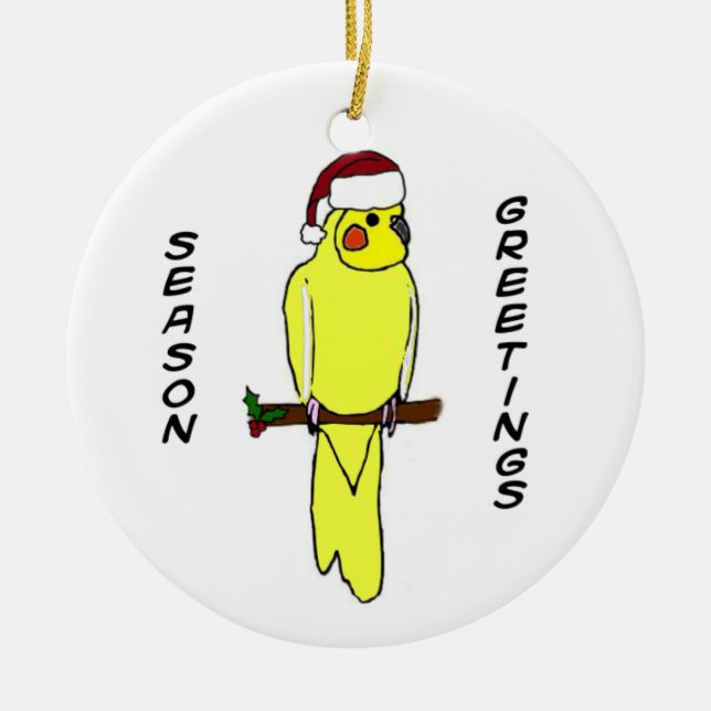 Ornement de Noël de Cockatiel de salutations de (Devant)
