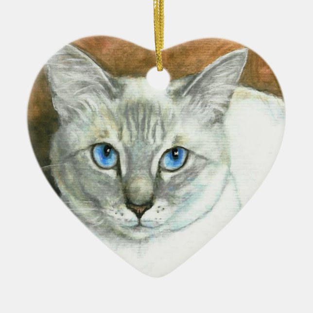Ornement de Noël de coeur de chat siamois (Devant)