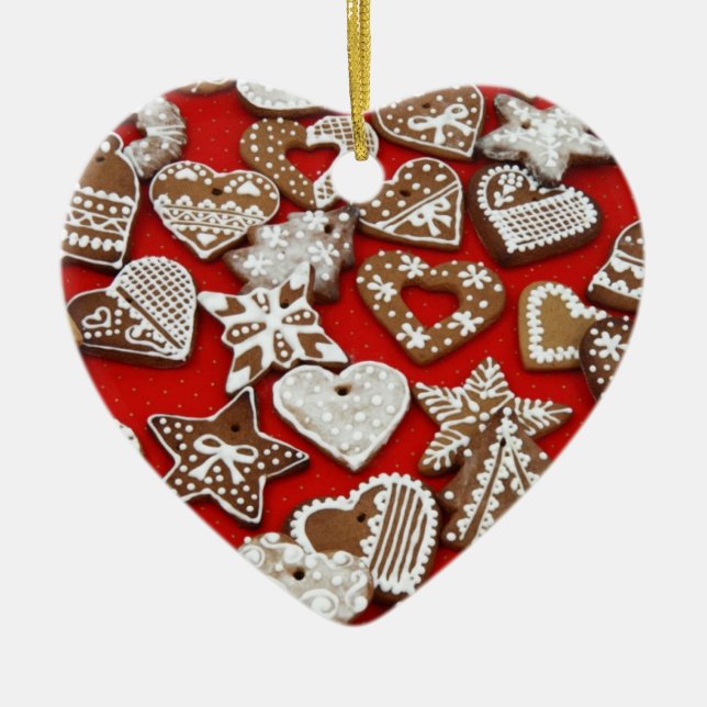 Ornement de Noël de coeur de pain d'épice (Devant)