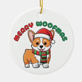 Ornement de Noël de Corgi : Joyeux Woofmas