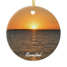 Ornement de Noël de coucher du soleil d'île de