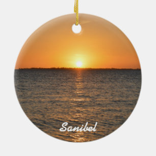 Ornement de Noël de coucher du soleil d'île de