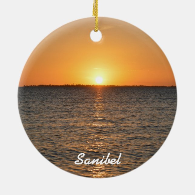 Ornement de Noël de coucher du soleil d'île de (Dos)
