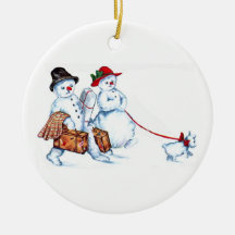 Ornement de Noël de couples de bonhomme de neige