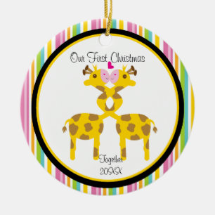 Ornement de Noël de couples de girafe d'amour
